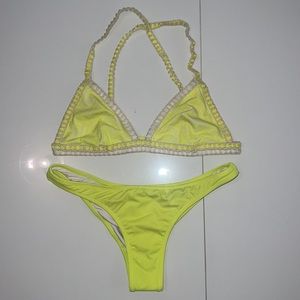 Victoria’s Secret Knitted Neon Yellow Bikini Size M